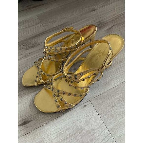 Saint Laurent Gold Sandal Size 39 - Picture 4 of 5